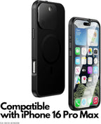 Spy-Fy iPhone 16 Pro Max Privacy Case with Camera Covers Front and Rear | Magsafe Compatible and Kickstand | Protect Your iPhone | 6-Foot Drop Proof | 6,9 Inch | Camera Protection by Valenta Black