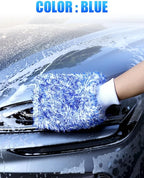 2Pack Premium Microfiber Car Wash Mitt, 10 x 8 Inches, Car Sponge Wrapped in Soft, Machine Washable (Blue & Red)