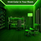 Tatazone 32.8ft Green COB Led Strip Lights with RF Remote, Dotless, Indoor, Dimmable, Adhesive Led COB Light Strip for Cabinet, Room, Bed, Paintings