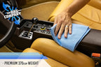 The Rag Company - Standard Waffle Weave Towels, Microfiber Detailing, Window/Glass and Drying, Wax & Polish, Lint-Free, Streak-Free, 370gsm, 16in x 16in, Light Blue (6-Pack)