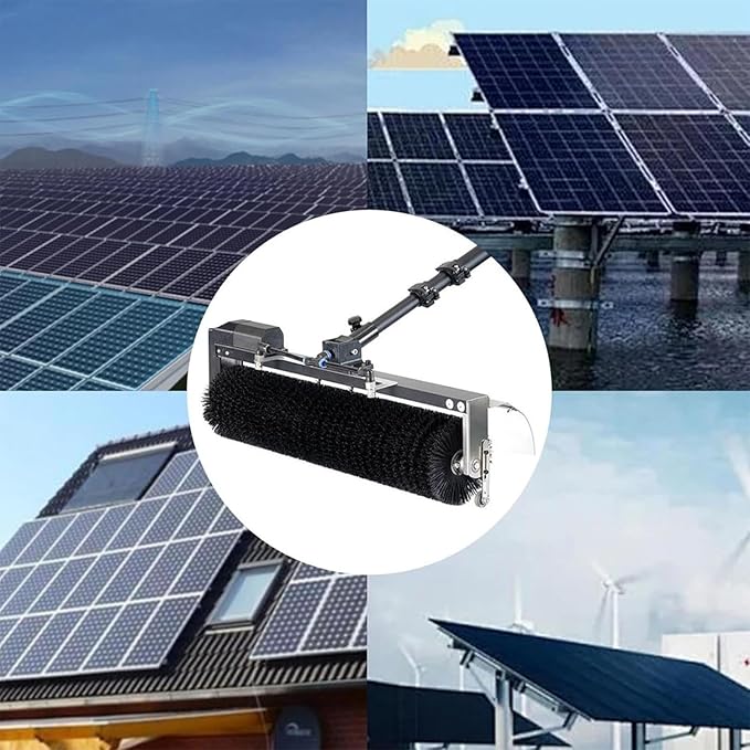 Solar Panel Cleaning Tools - Electric Cleaning Machine with Telescopic Pole for Efficient Solar Photovoltaic Panel Maintenance in Office Buildings & Gardens,3.5m/11.4ft