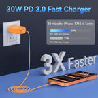 Phone 17 16 15 Charger Fast Charging,30W USB C Phone 17 16 15 Pro Max Charger Block & 10FT Long Type C Cable Cord for i.Phone 17/17 Air/17 Pro/17 Pro Max/16/16 Pro Max/15/15 Pro Max,Orange