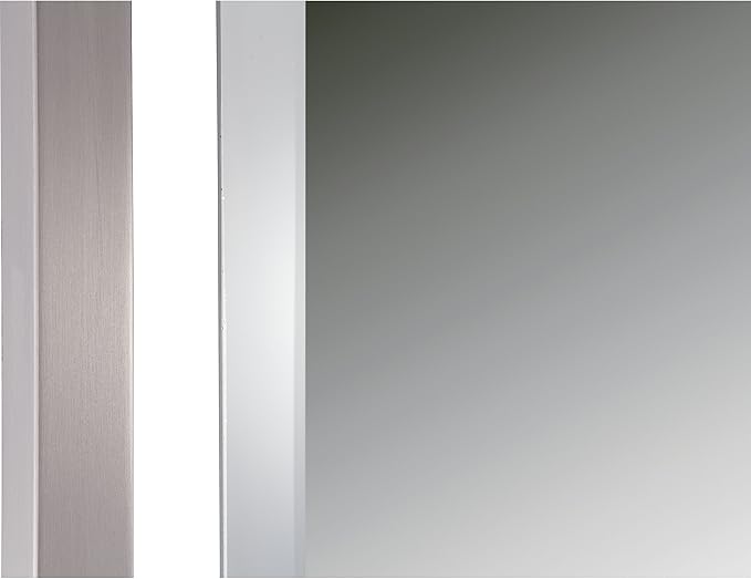 Quoizel Marcos Rectangular Wall Mirror, 32 x 24 Inch Brushed Nickel Decorative Small Mirror, Horizontal/Vertical, Modern Framed Mirror for Bedroom, Bath, Vanity, Over Sink, Living Room or Hallway