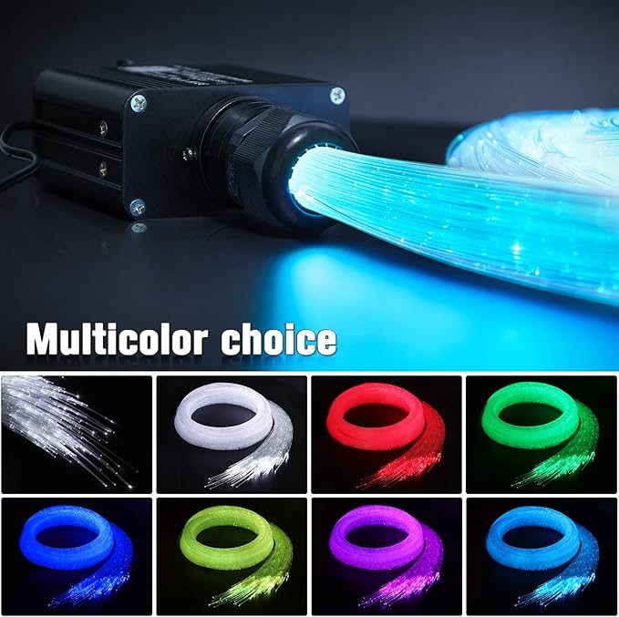 16W Twinkle Starlight Headliner Kit, 400pcs of (0.03+0.04+0.06in)*9.8ft Fiber Optic Strands Bluetooth APP/Remote/Music Control, RGBW Star Ceiling Light Kit+Adapter+Car Use Plug for Car