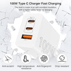 100W USB C Charger Block,Super Fast Charging Station/10ft USB C Cable Cord Long, 65W Type C Laptop Adapter for MacBook Pro/Air/iPhone 17 16 15 Pro Max/Samsung Galaxy S26 S25 S24 S23 S22 S21 Ultra/Plus