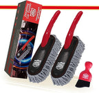 Car Detailing Kit, Interior Cleaning Brush & Microfiber Towel Set, Scratch Free Extra Soft Duster for Car Interior Exterior, Gifts for Men Women - 3 Packs - Red