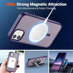 SUPFINE Magnetic for iPhone 11 Phone Case (Compatible with MagSafe) (Military Grade Drop Protection) Translucent Matte Shockproof Phone Cover,Dark Purple