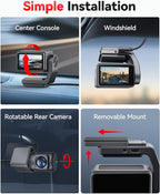 REDTIGER F4 Pro 4K Mini Dash Cam Front and Rear, STARVIS 2 Night Vision, 128GB Card Included, 5.8GHz WiFi 6 Instant Export, 2.2" Touch Screen Dash Camera for Cars, Voice Control, 24H Parking Mode