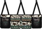 Aztec Tribal Car Trunk Organizer Brown Cow Spots Trunk Hanging Storage Bag Car Organization for SUVs Sedans