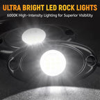 YONEDA 24 Pods White Rock Lights 6000K 9LED Ultra Bright LED Underglow Lights IP68 Waterproof for Trucks SUV UTV ATV RZR Car Boats Pickup Motorcycle with 39.37ft Extension Wire