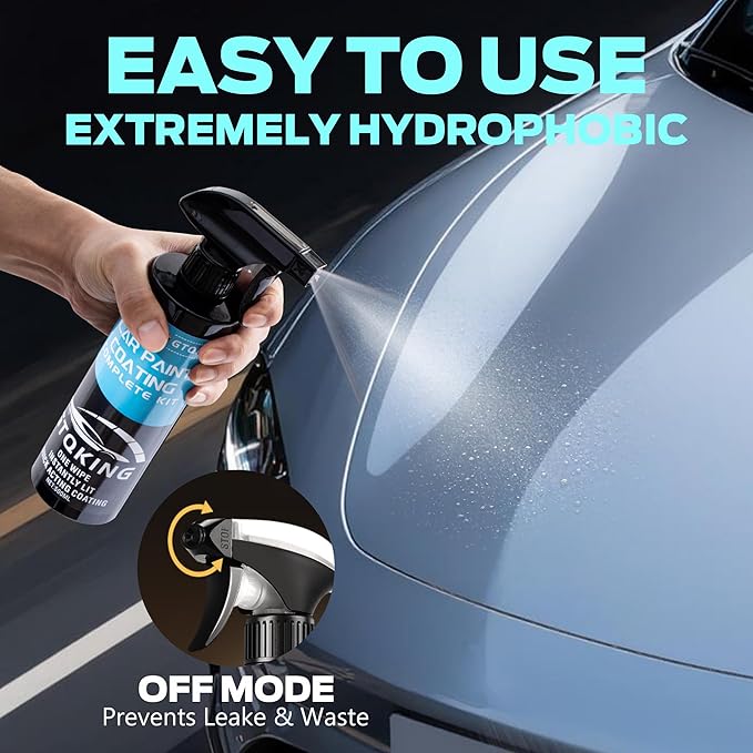 Premium Ceramic Coating for Cars- Extreme Hydrophobic Top Coat Polish & Car Coating Spray, Suitable for cars, pickup trucks, RVs, motorcycles, etc. Fast Application for Long-Lasting Shine & Protection