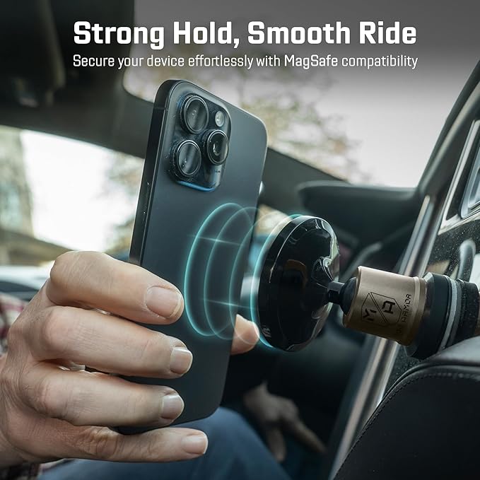 Mob Armor MobNetic Maxx MS - MagSafe Compatible Car Phone Mount w/ 90º Tilt, 360º Rotation & Durable Aluminum Build, Magnetic Holder for iPhone & Android Devices, USA Assembled - Gun Metal