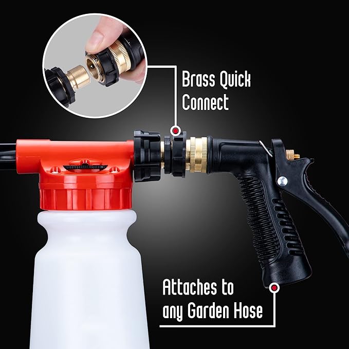 Suds Lab F3 Car Cleaning Foam Gun, Adjustable Foam Nozzle, Connect to Any Garden Hose, Clean Dirt and Dust, Home Car Washing