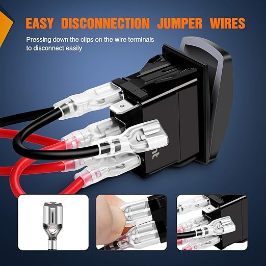 Nilight Sasquatch Lights Rocker Switch 5Pin Laser On/Off LED Light 20A/12V 10A/24V Switch Jumper Wires Set for Jeep Boat Trucks