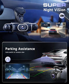 360° Dash Cam Front/Rear/Inside/Side 4-Channel Dash Camera FHD 2K+1080P×3 Car Dash Cam with WiFi, APP Control, 128GB SD Card Included, 8 IR Night Vision, G-Sensor, 24/7 Parking Mode