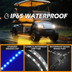 4PCS Golf Cart Underglow LED Light Strip Dream Color Neon Accent Lighting Kit APP/Remote Control Sound Active Music Sync Waterproof 12V-65V Input Compatible with EZGO Yamaha Club Car