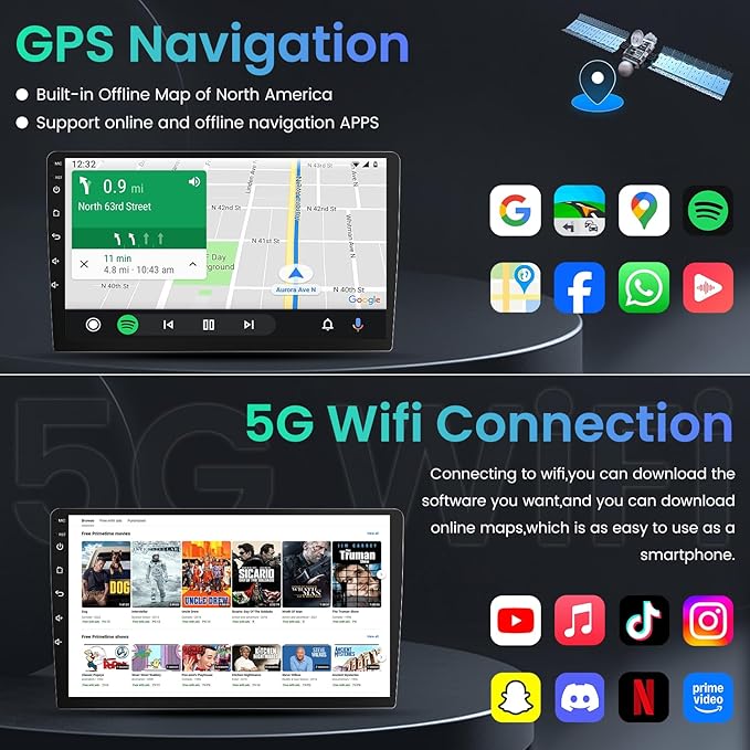 Car Stereo Radio for Honda Civic 2016-2021: 4Core + 64G ROM 9 inch Touch Screen Wireless Carplay/Andriod Auto GPS Bluetooth 5G WiFi Mirror Link Backup Camera MIC