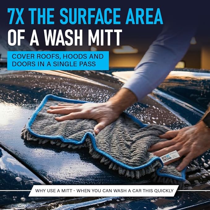 Rapid Dry Towels Mach 2 Speed Car Wash Towel | 60 x 30 cm | Chenille Microfiber Car Wash Cloth | 7X Larger Than Wash Mitt | Ultra Absorbent, Scratch-Free, Auto Detailing Towel for Cars SUVs Trucks