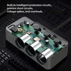 Cigarette Lighter Splitter Adapter, 120W 3 Socket 12V Car Heavy Duty Truck Cigarette Lighter Plug USB Charger Multi Port Car Plug Outlet Splitter with LED Voltage Display Independent Switches