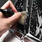 Car Detailing Brush Set, 4 PCS Soft Boars Hair Auto Interior Cleaning Detail Brushes, Perfect for Safely Cleaning Emblem Air Vent, Leather Seats, Washing Wheels, Tires, Engine Bay, Car Detailing Kit