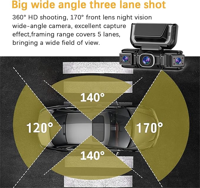Nexvo Quadguard 360 Pro Dash Cam, 4k 4 Channel Dash Cam, 360° Dash Cam Front and Rear View 4 Channel Dash Camera, Built-in GPS, 8 Ir Night Vision, G-Sensor, 24h Parking Mode (X145-WIFI)