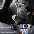 Phone Holders for Your car, Car Phone Holder for Magsafe[Upgraded Suction & Magnetic], 360° Adjustable Magnetic Car Phone Mount Compatible with iPhone & Android, Carbon Fiber Deep Brown