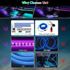 Acrylic Interior Car LED Strip Light, AMKI Car Neon Light with APP Control, 16 Million Colors Sound Activated Car Accessories Car Ambient Lighting Kit with RGB 18 in 1 and 213 Modes 175 inches 593 LED