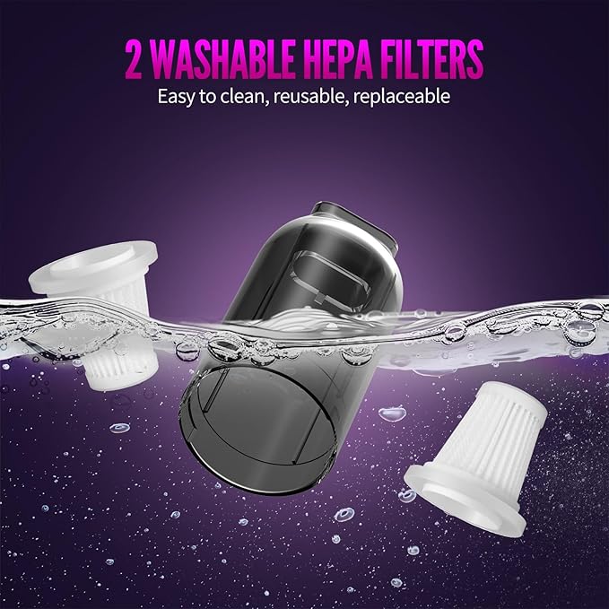Car Vacuum Portable Cordless, 17500Pa Suction, 4 in 1 Mini Handheld Vacuum Cleaner, Ultra Lightweight, Compact Rechargeable Dust Buster Hand Vacuum, for Car Interior, Home, Pet Hair, Camping