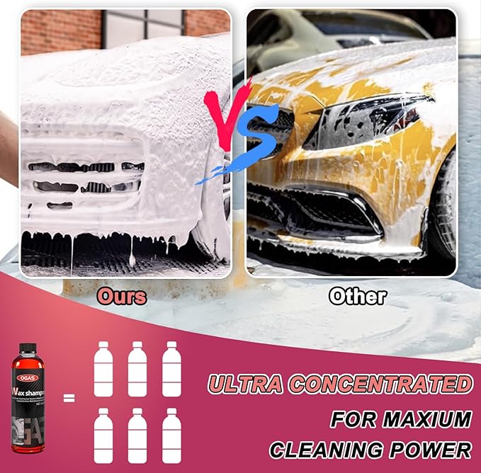 High Foam Car Wash Soap, pH Balanced Car Shampoo for Foam Cannon, Blaster Gun & Bucket - Auto Detailing Shampoo Super Suds Safe on Wax, Sealant, Ceramic, and Clear Coat Finishes-500ml/17fl.oz