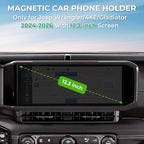 Car Phone Holder for Jeep Wrangler/Gladiator 2026 2025 2024 (Only for 12.3-Inch Screen) 360° Rotation Magnetic Cell Phone Mount, Compatible with Magsafe, Does Not Affect Air Vent