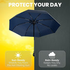 Rain-Mate Windproof Compact Umbrellas for Rain - Strong Reinforced Fiberglass Rib Design & Auto Open & Close - Portable Folding Travel Umbrella - Lightweight & Packable for Women & Men, Easy Collapse