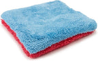 Autofiber Flat Out Microfiber Car Wash Pad - Pack of 4, Blue/Red (9 inch x 8 inch)