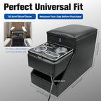 Center Console Organizer for Minivans, SUVs & Middle Van Seats - Floor-Mounted Lockable Storage Box with Dual Cup Holders & 7-Color Ambient Light, Ideal for Vehicle Interior