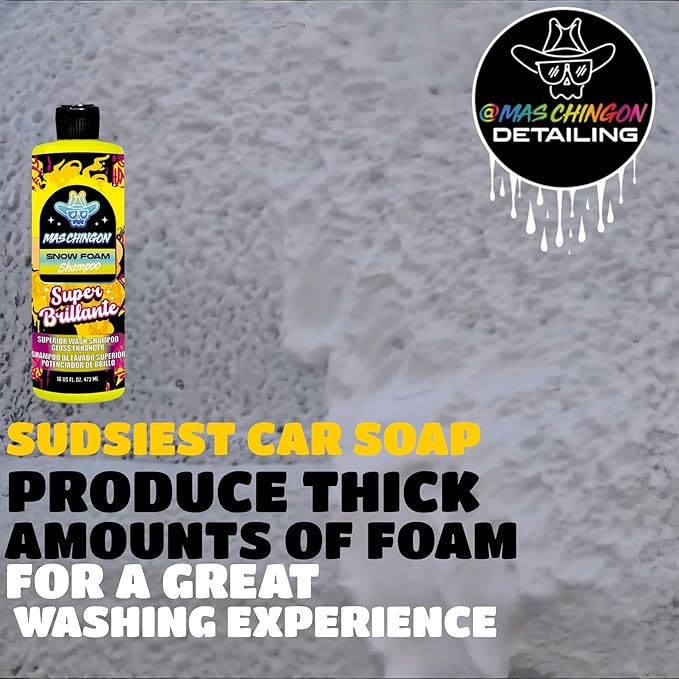 Mas Chingon Snow Foam Shampoo PH Balanced Design to Remove All the Heavy Dirt & Grime from All Surfaces Perfect for Off Road Cars (Great for Cars, Trucks, SUVs, RVs, Motorcycles, & More (16Oz)