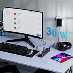 ONFINIO Powered USB Hub, 10-Port USB Splitter Hub (7 Faster Data Transfer Ports+ 3 Smart Charging Port) with Individual LED On/Off Switches and 12V/3A Power Adapter USB Extension for Mac, PC and More