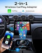 Wireless Carplay Adapter for iPhone & Android Auto 2-in-1, Stable, Plug & Play Low Delay Carplay Wireless Adapter Convert Wired to Wireless Apple Car Play Dongle for iOS 10+/Android 11+ (Grey)