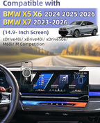 PZK Car Phone Mount for BMW X5 X6 2024 2025 2026 & BMW X7 2023-2026 Accessories Custom 14.9-inch Screen Magnetic 15W Fast Wireless Charger Car Phone Holder with Storage Box Not Affect Air Vent
