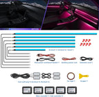 Acrylic Interior Car LED Strip Light with APP, RGB 10 in 1 with 175 inches 600 LEDs Fiber Optic Ambient Lighting Kits, 16 Million Colors Sound Active Function Car Neon LED Strip for Car