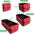 Big Car Trunk Organizer, Cargo Organizer SUV Trunk Storage Non Slip Bottom Waterproof Collapsible Durable Multi Compartments-(Oversize,Red)