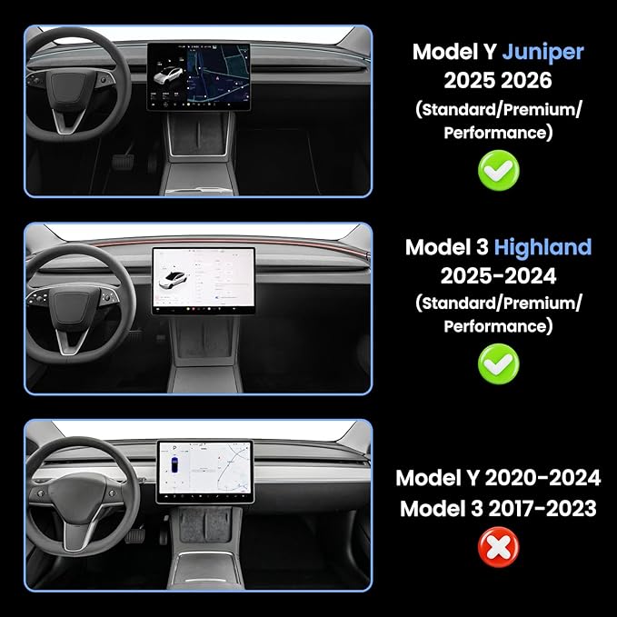 Upgrade for Model Y Juniper Under Screen Storage Organizer 2025–2026,Model 3 Highland Center Console Organizer 2024-2026 for Tesla Model Y Accessories 2026 with Behind Screen Tray,Black