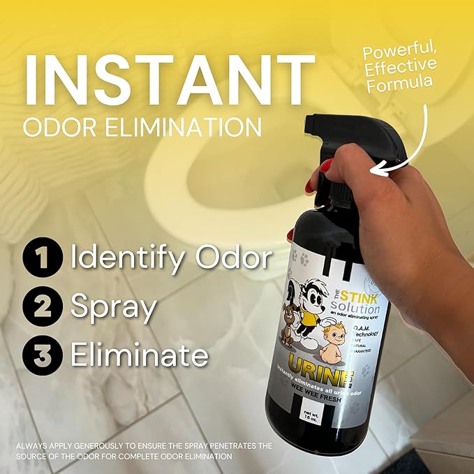 The Stink Solution Urine Odor Eliminator Spray Completely Removes Cat Urine, Dog Pee, & Human Urine Odor Quickly from Carpet, Mattress, Hardwood Floor, Grass, Outdoor Turf, etc - 1 16oz (WeeWee Fresh)