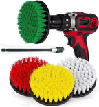 5 Piece Soft, Medium and Stiff Power Scrubbing Brush with 6 Inch Size Extender Drill Attachment for Cleaning Showers, Tubs, Bathrooms, Tile, Grout, Carpet, Tires and Boats by DrillStuff