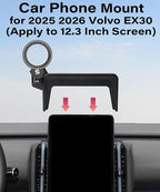 Car Phone Holder for 2025 2026 Volvo EX30 Accessories Apply to 12.3 Inch Touch Screen Fixed Clip Magnetic Cell Phone Mount Hands-Free 360 Degree Rotation