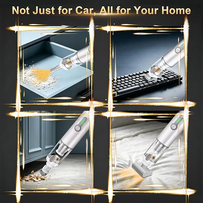 MARTISAN Portable Car Vacuum, 20,000Pa Suction with Strong BLDC Turbo, 3 Speeds, 3-in-1 Versatile Vacuum, 30+ Min Long Runtime, Quick Charging for Desk, Keyboard, Car, Silver