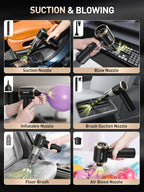 Car Vacuum Cordless Portable with LED Light, 18000PA Powerful Suction, 5-in-1 Mini Vacuum Cleaner & Air Duster/Blower, Dual HEPA Filter, Y8-Max Top for Car, Home, Office, Keyboard, Pet Hair