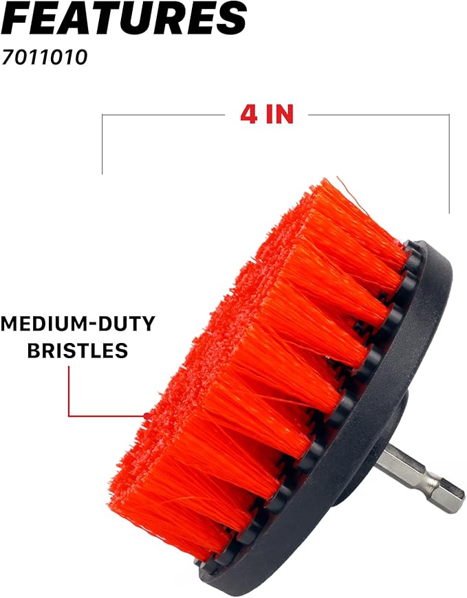 Maxshine 4" Universal M8 Medium-Duty Drill Brush for Upholstery & Carpet – Scrubber Attachment for Car Detailing, Fabric & Home Cleaning – Deep-Clean Tool Removes Stains, Grime & Spots