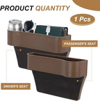 HARFINGTON Car Seat Gap Filler Organizer 10.2 x 6.5 x 2.8 Inch PP Universal Car Organizer Storage Box Between Seat and Console (Left) with Cup Holders for Phone Sunglasses Keys, Brown