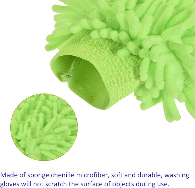 M METERXITY Microfiber Chenille Wash Mitt - Double Side Reusable Gloves for Cleaning Scratch-Free, Apply to Car Cleaning, Kitchen