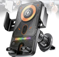 Motorized 90-Degree Rotating Wireless Car Charger Mount with Auto Clamping, 15W Fast Wireless Charging Air Vent Phone Holder for Most Smartphones (Black)