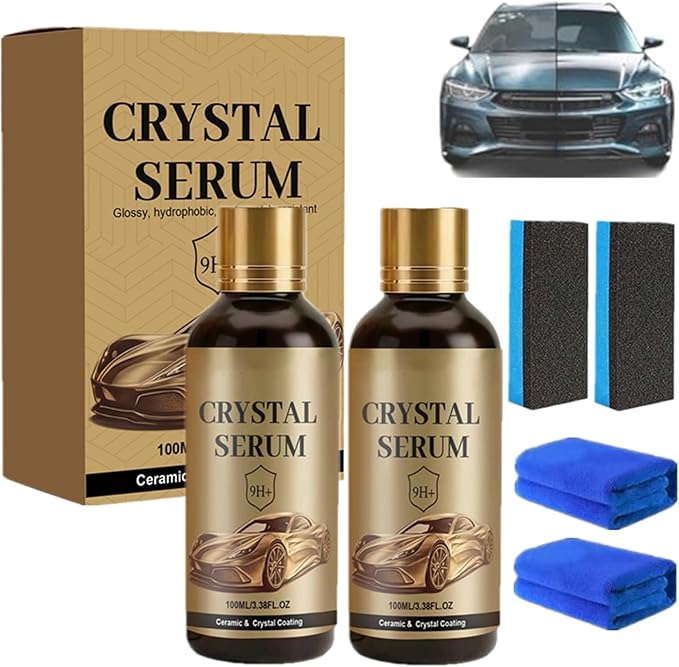 Ceramic Car Coating Kit - Crystal Serum, Crystal Serum Advanced Graphene Ultra Ceramic Coating for Cars, 9h+ Hardness Professional Ceramic Coating For Paint Glass & Wheel (2 PCS)